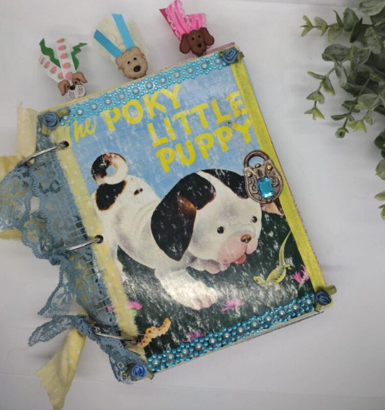 Poky Little Puppy Little Golden Book Junk Journal, Poky Little puppy Album, Scrapbook, Baby Book Gift